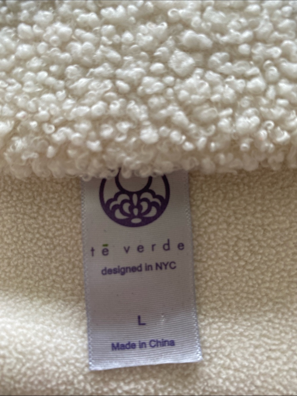 Te Verde Sherpa Fleece Pullover Sweater Size L Cream Cozy Quarter Zip - Picture 5 of 6